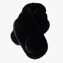 Scarf : Konijnenbont Sjaal Herfst-Winter - Cozy en Elegante Warmte - Lichtgrijs in Zwart 60-80cm van Pantino