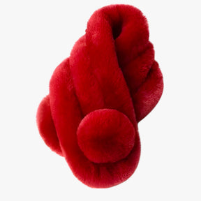 Scarf : Konijnenbont Sjaal Herfst-Winter - Cozy en Elegante Warmte - Lichtgrijs in Rood 60-80cm van Pantino