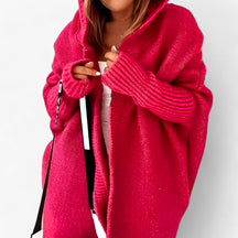 Cardigan : Cardigan Lavendel - Gebreide Hoodie - Chic en Comfortabel voor de Herfst in Rood van Pantino
