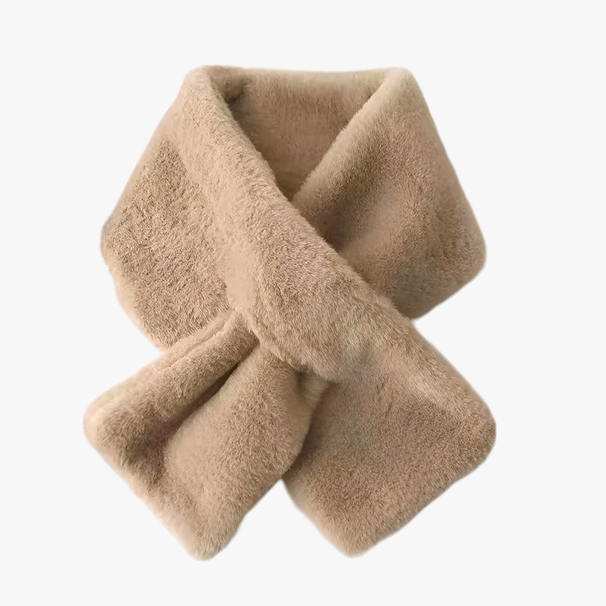 Scarf : Kruis Sjaal van Pluche - Verdikt en Zacht voor Koud Weer - Zwart in Kaki van Pantino