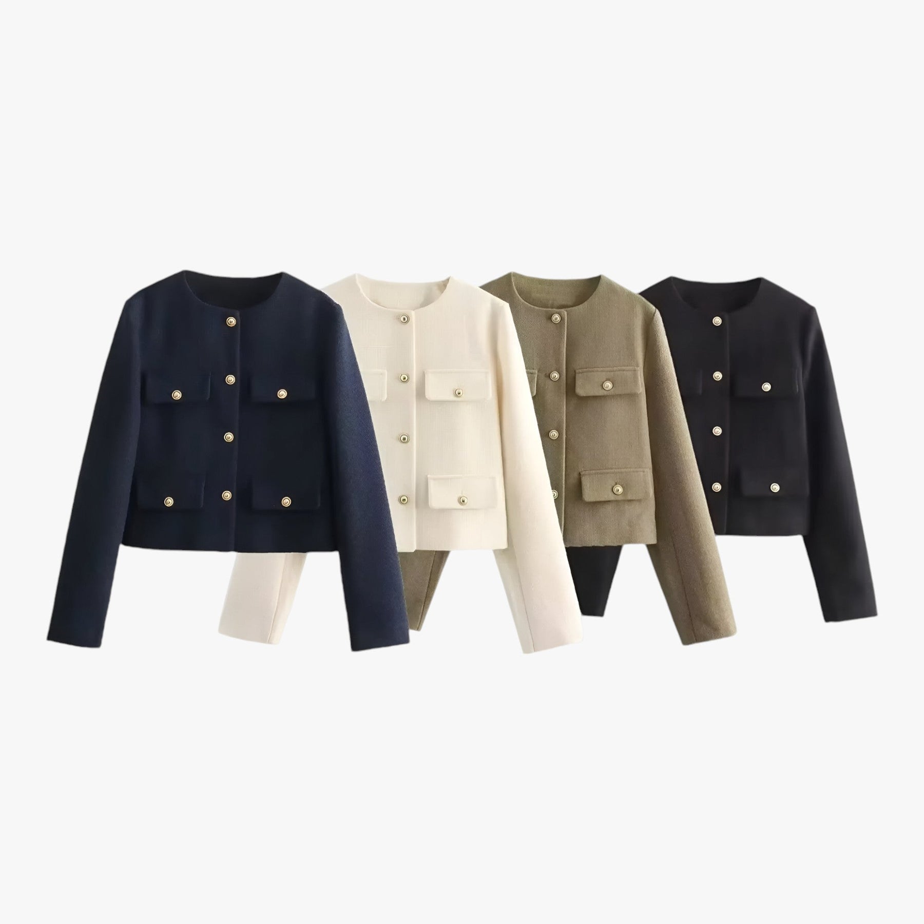 Cropped Tweed Jacket : Jack Zwart - Crop-Jacke van Tweed - Elegante Franje-Details voor de Herfst in van Pantino