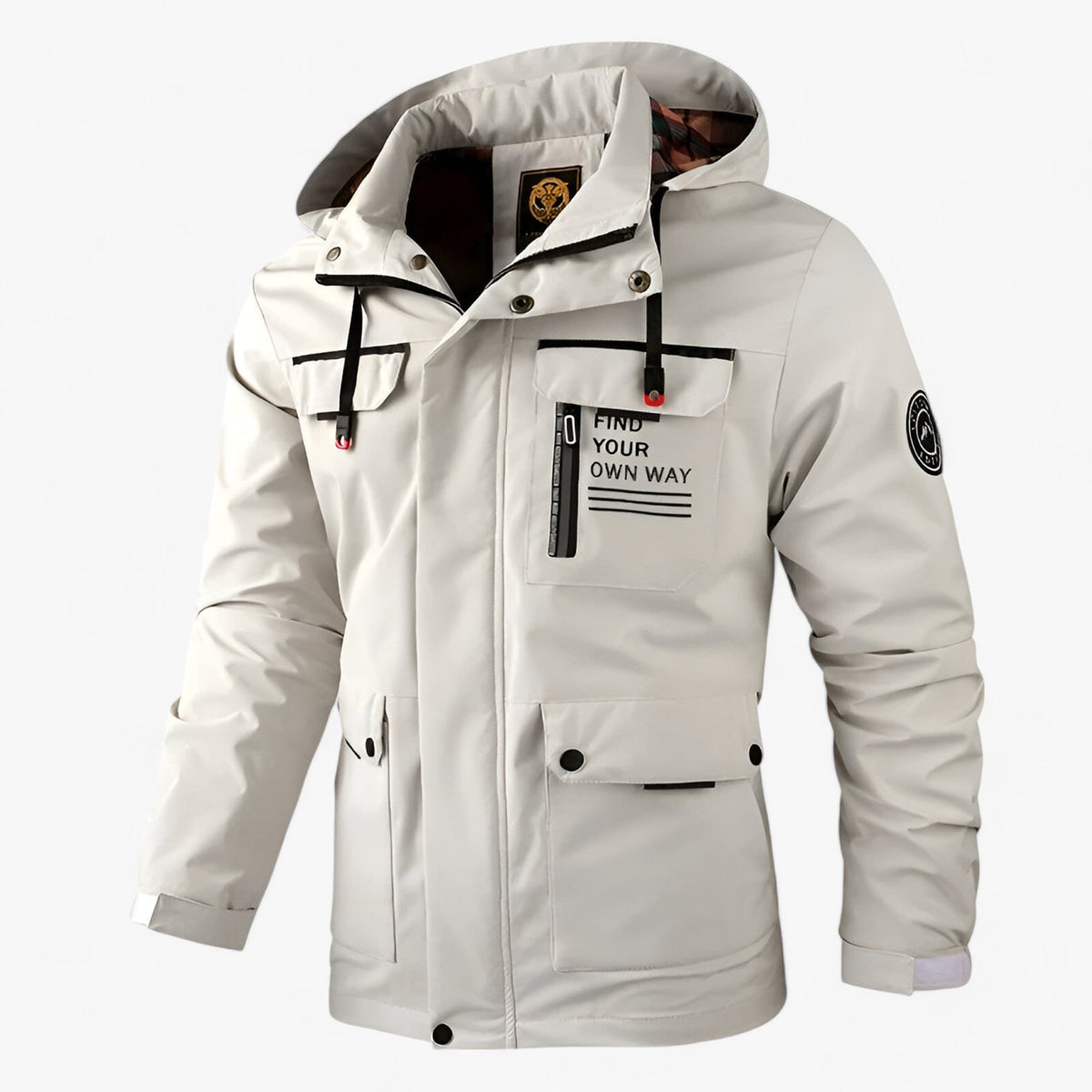 outdoor equipment : Heren Windjack - Waterdichte Winterbescherming - Wit in Wit van Pantino