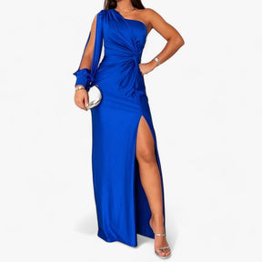 Maxi Dress : Évora Satijnen Maxi Dress - Elegant en Comfortabel - Kaki Groen in van Pantino