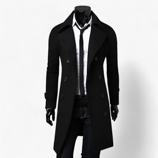 men's coat : Trenchcoat voor Heren - Thermoregulerende Elegantie Zwart in Zwart van Pantinoshop