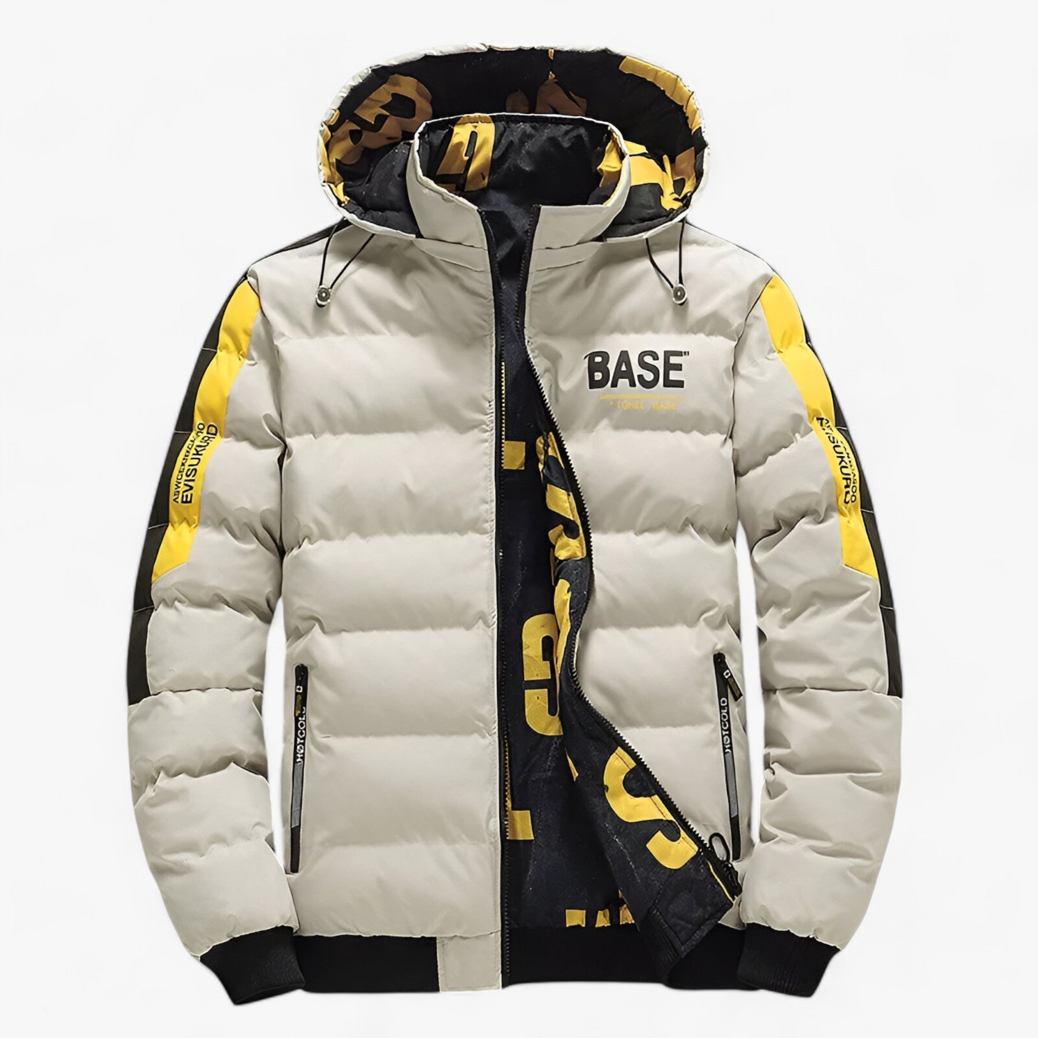 Jacket : Jack Dames Geel - Herenjacke Herfst-Winter - Warm, Comfortabel Omkeerbaar met Afneembare Kapuze in Khaki van Pantino