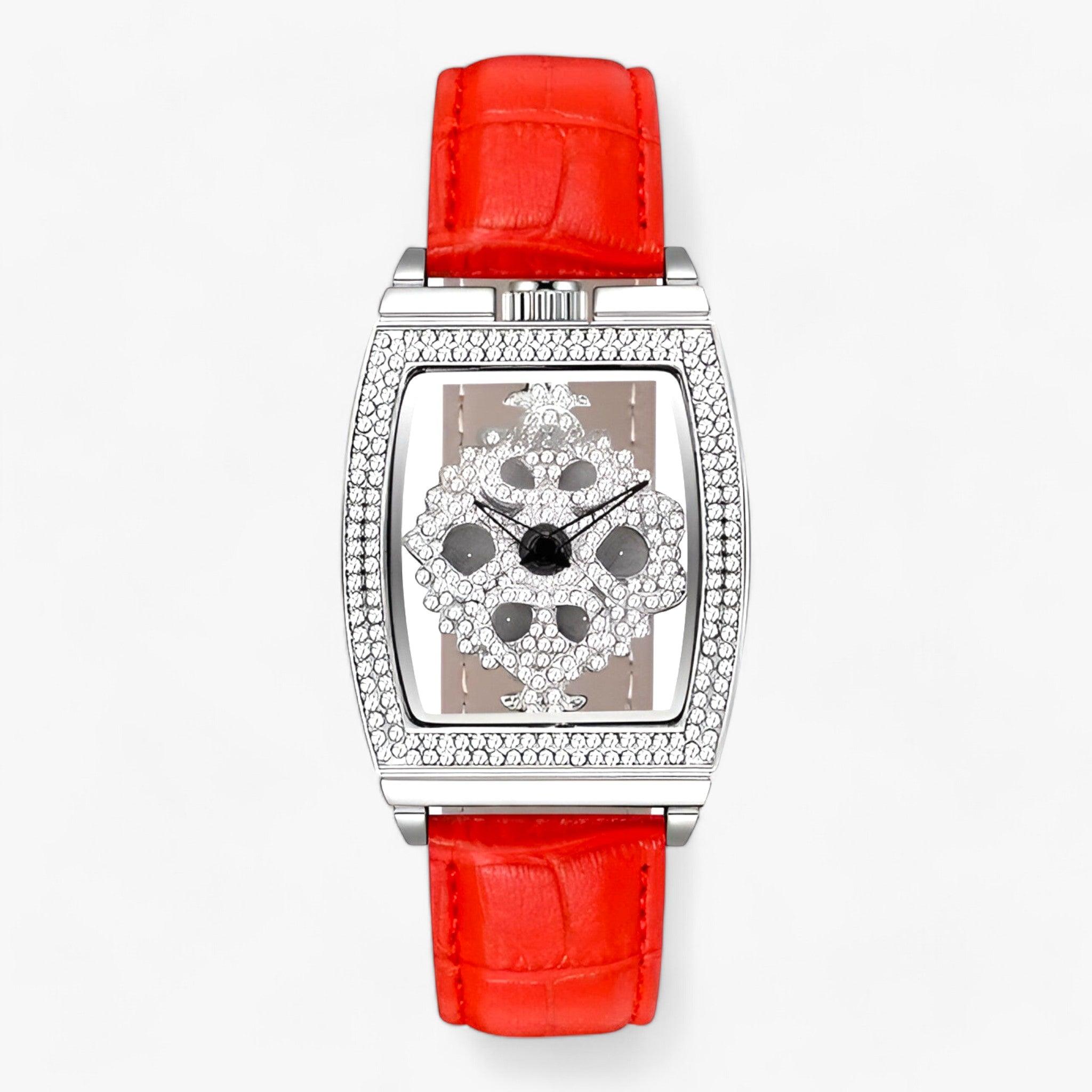 watches : Horloge Dames Groen - Luxe Quartz - Sprankelende Elegantie in Rood van Pantino