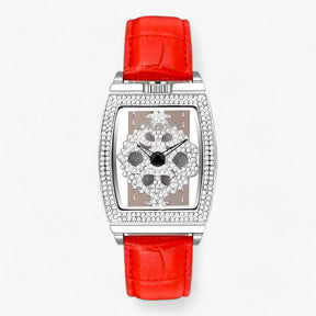watches : Horloge Dames Groen - Luxe Quartz - Sprankelende Elegantie in Rood van Pantino