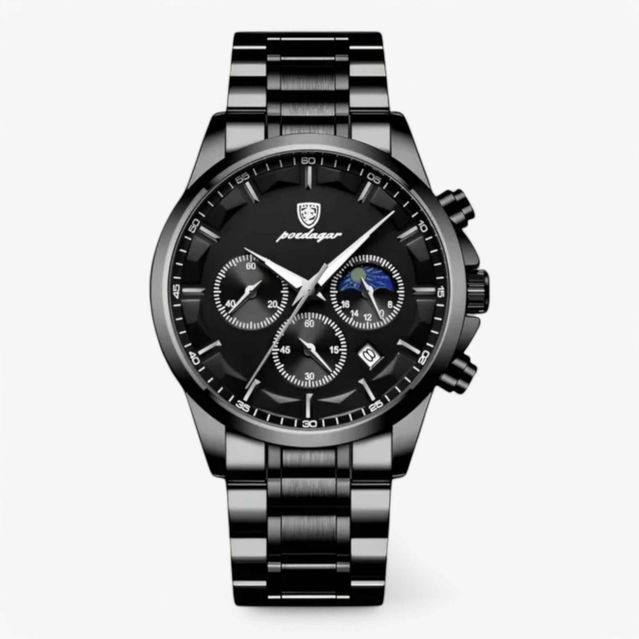 Watch : Horloge Heren Luxe Quartz Zwart, Armband Echt Leer Slank & Elegant - Premium Kwaliteit in Zwart van Pantinoshop