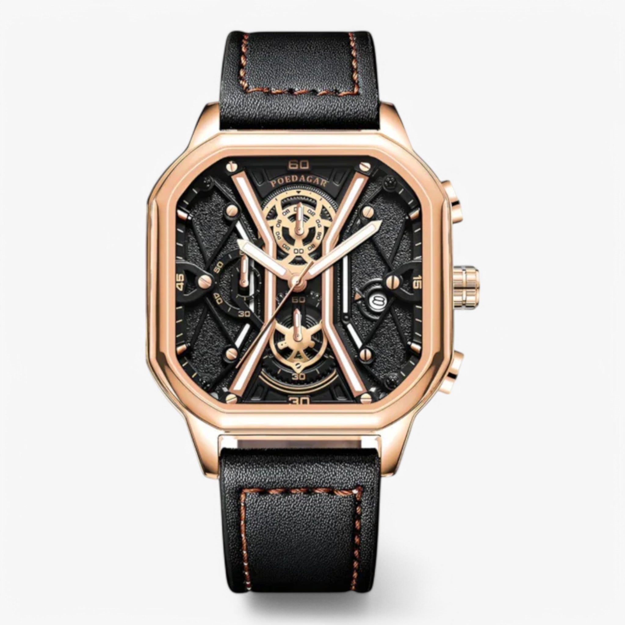 watches : Luxe Chronograaf voor Heren - Zwart Goud in Roze goud van Pantino
