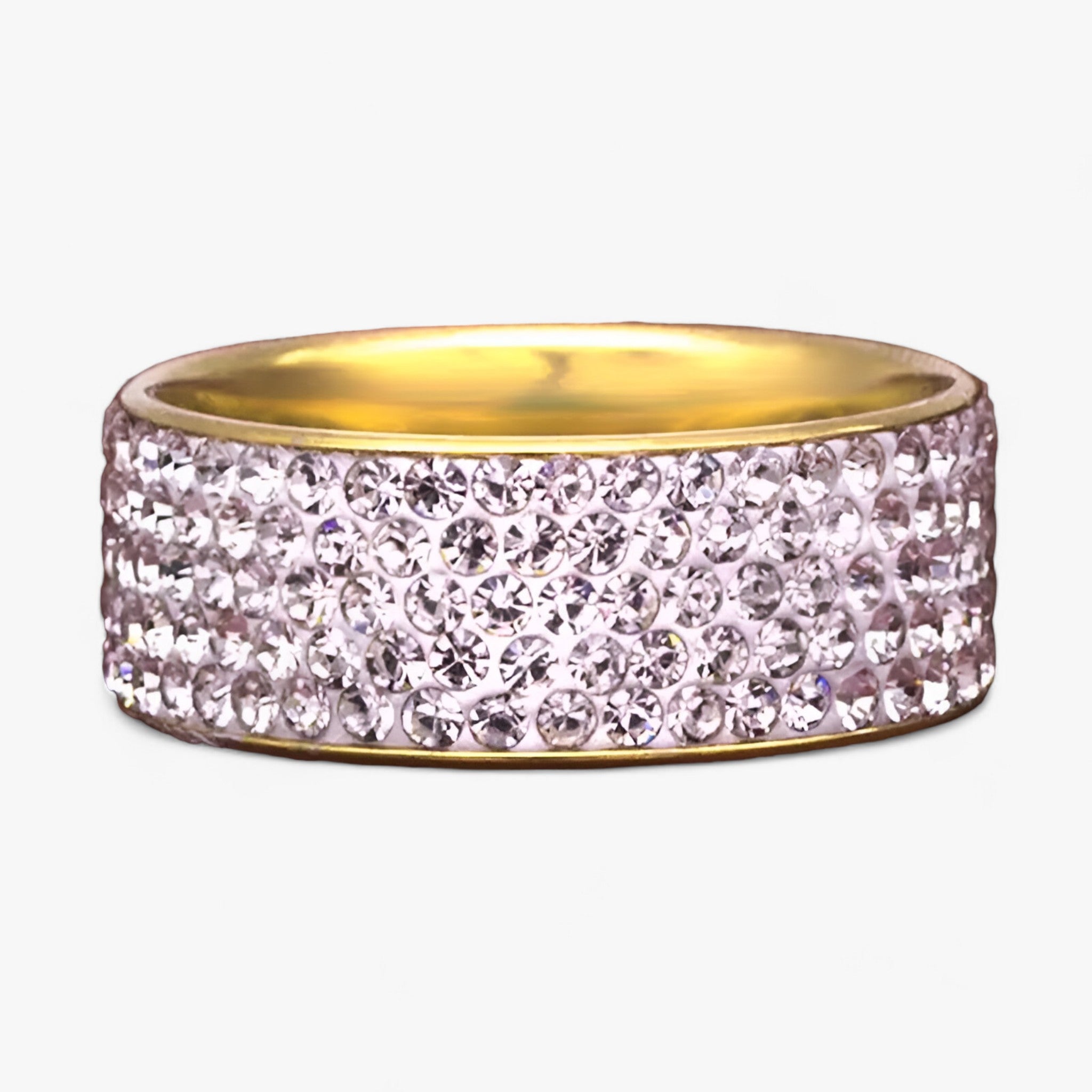 Ring : Ring Dames Zilver - Kristallen Trouwring - Elegante Roestvrij Staal in Goud van Pantino