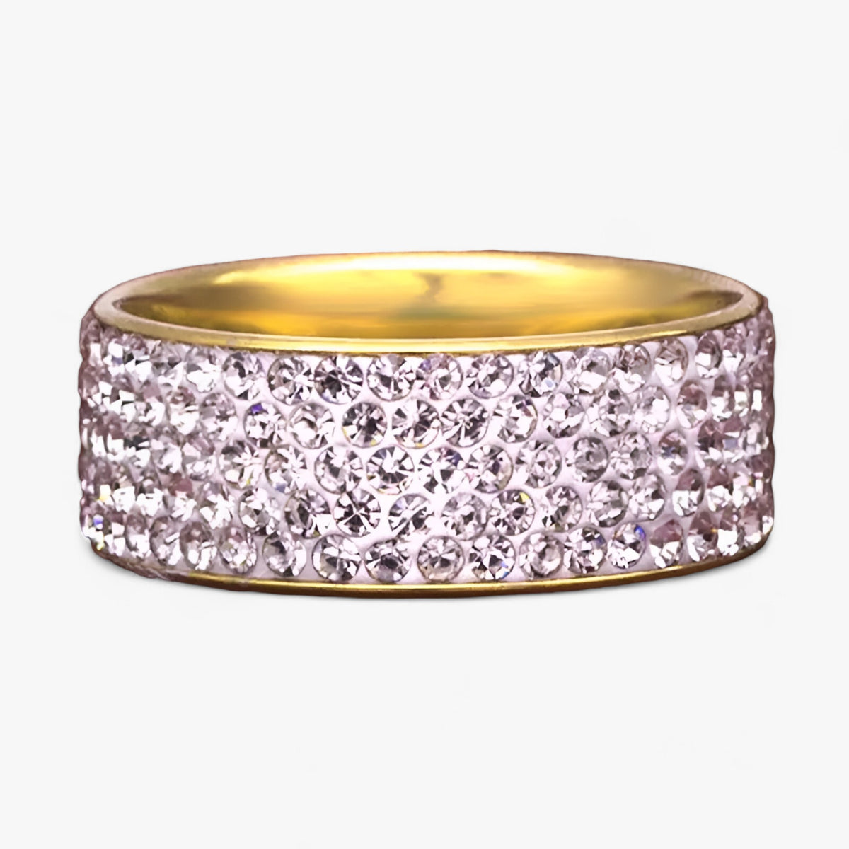 Ring : Ring Dames Zilver - Kristallen Trouwring - Elegante Roestvrij Staal in Goud van Pantino