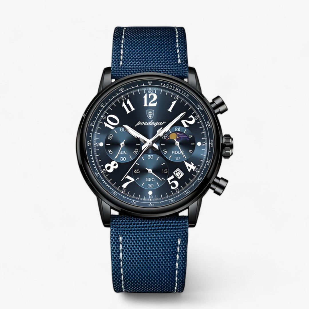 watches : Horloge Roségoud Bruin - Luxe Militair Sporthorloge - Waterdicht & Lichtgevend in Zwart Blauw van Pantino