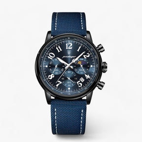 watches : Horloge Roségoud Bruin - Luxe Militair Sporthorloge - Waterdicht & Lichtgevend in Zwart Blauw van Pantino