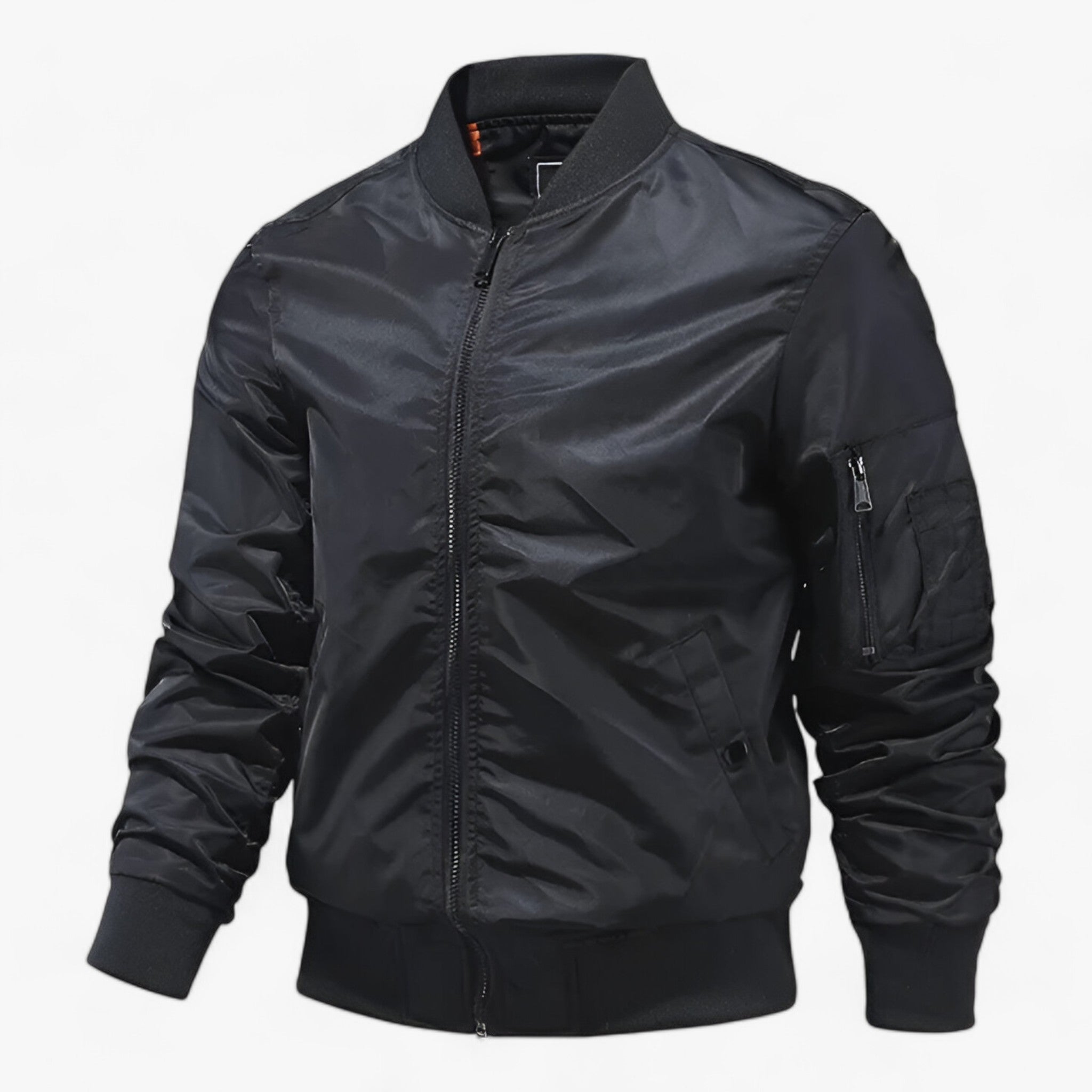 Bomber Jacket : Pilotenjacke Heren - Staande Kragen Vliegerjack Eenkleurig - Zwart in Zwart van Pantino