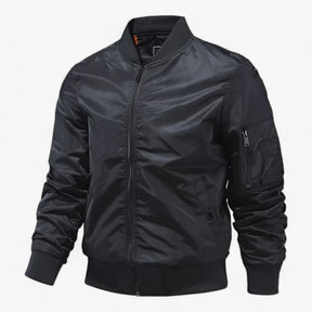 Bomber Jacket : Pilotenjacke Heren - Staande Kragen Vliegerjack Eenkleurig - Zwart in Zwart van Pantino