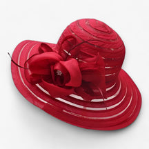 Sun Hat : Organza Zonnehoed voor Dames - Elegante Bescherming Tegen de Zon in Rood M56-58cm van Pantino