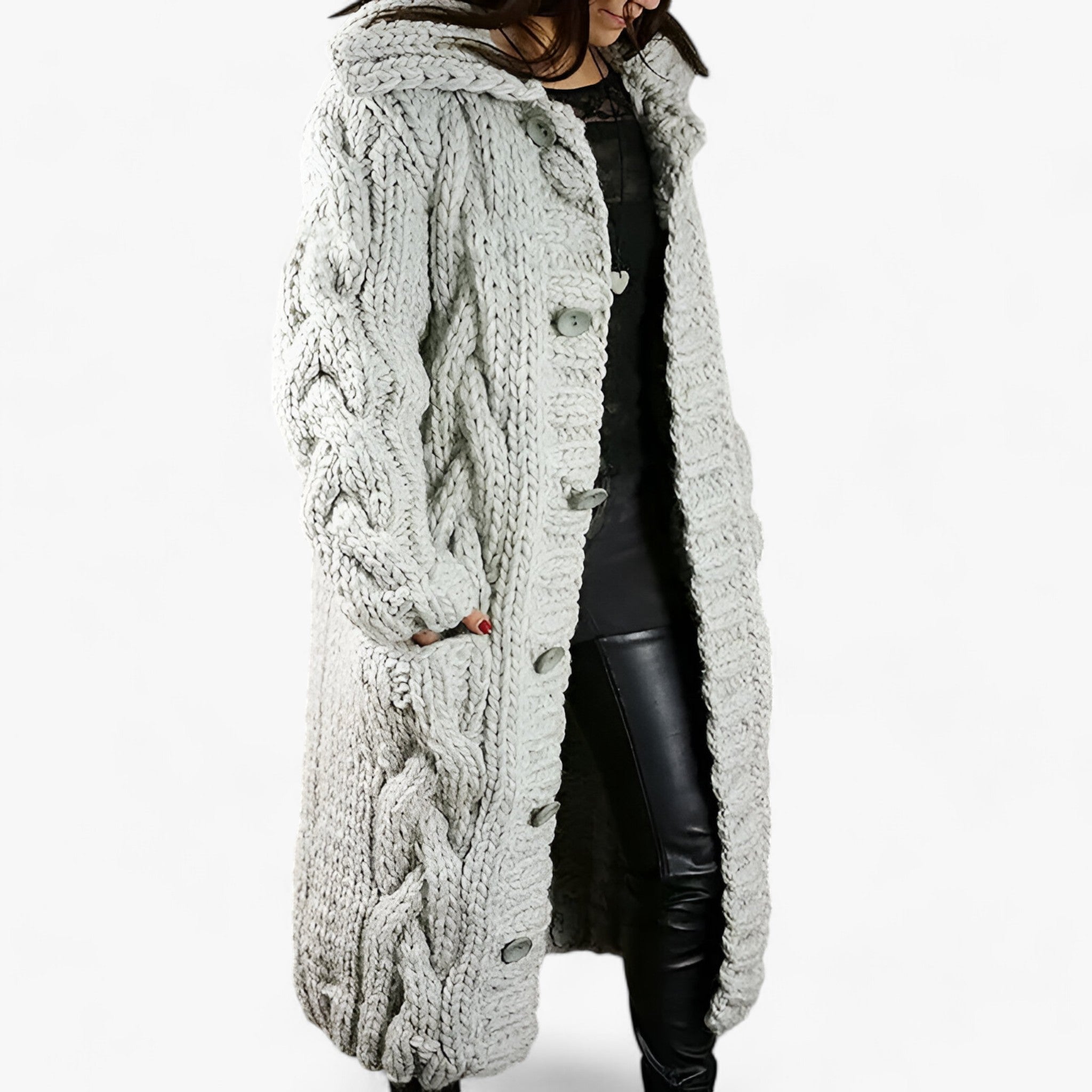 Cardigan : Oversized Cardigan - Moeiteloze Seizoensstijl - Geel in Grijs van Pantino