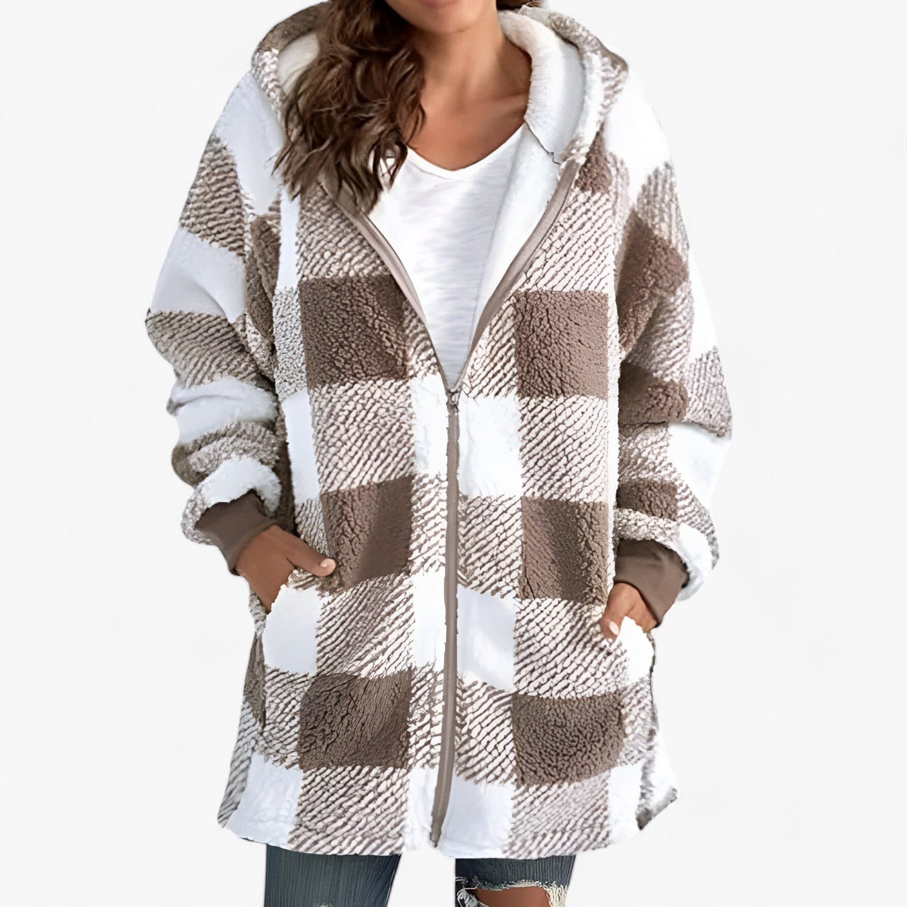 Hoodie Jacket : Jas Dames Blauw - Oversized Lange met Capuchon voor - Ultiem Comfort en Stijlvolle Warmte in Khaki van Pantino