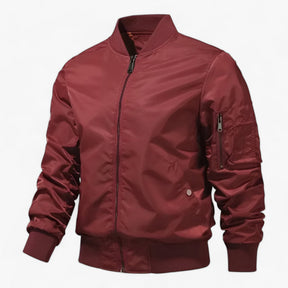 Bomber Jacket : Pilotenjacke Heren - Staande Kragen Vliegerjack Eenkleurig - Zwart in Rood van Pantino