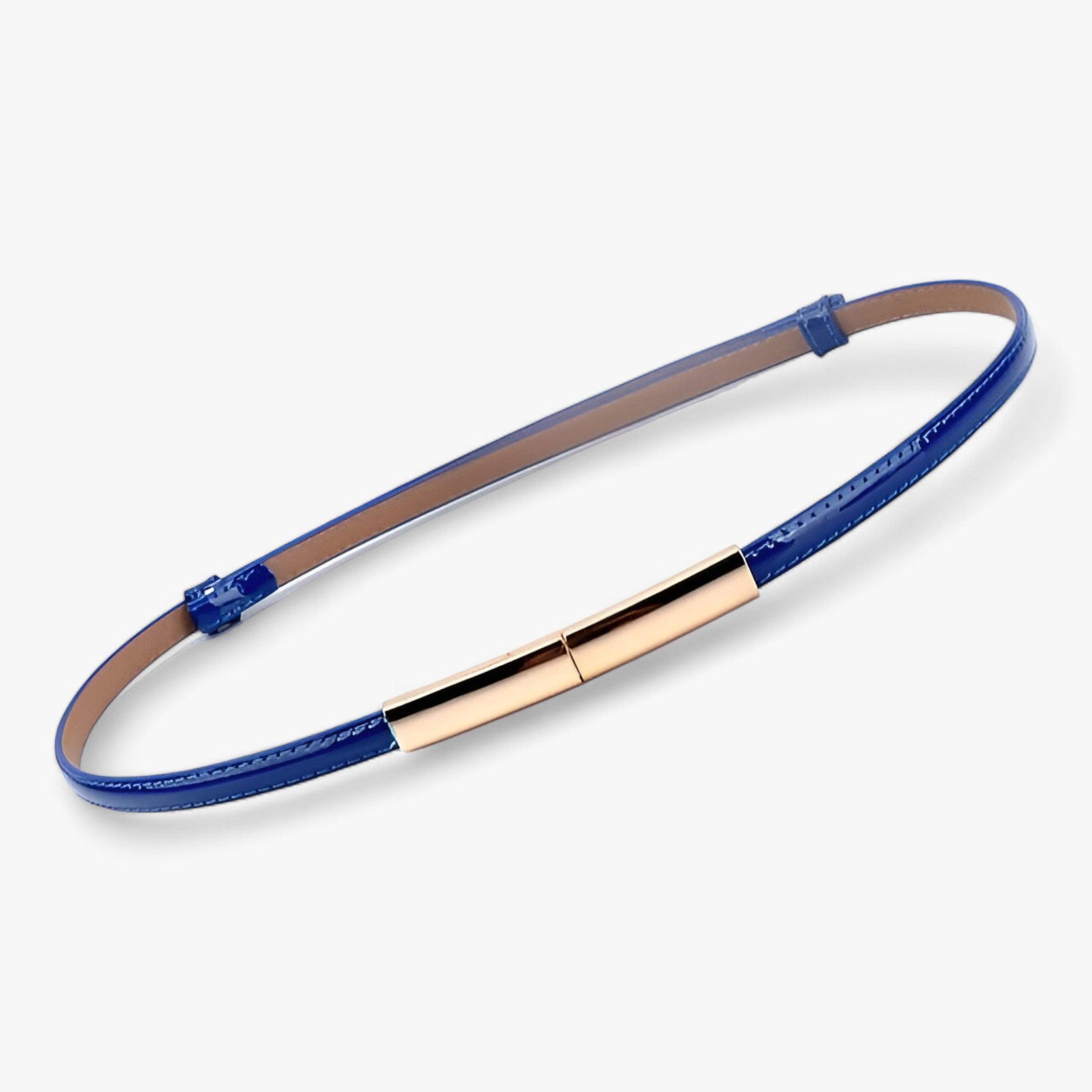 Belts : Leren Dames Tailleband Zwart - Verstelbaar & Echt Leer in Blauw 95cm van Pantino