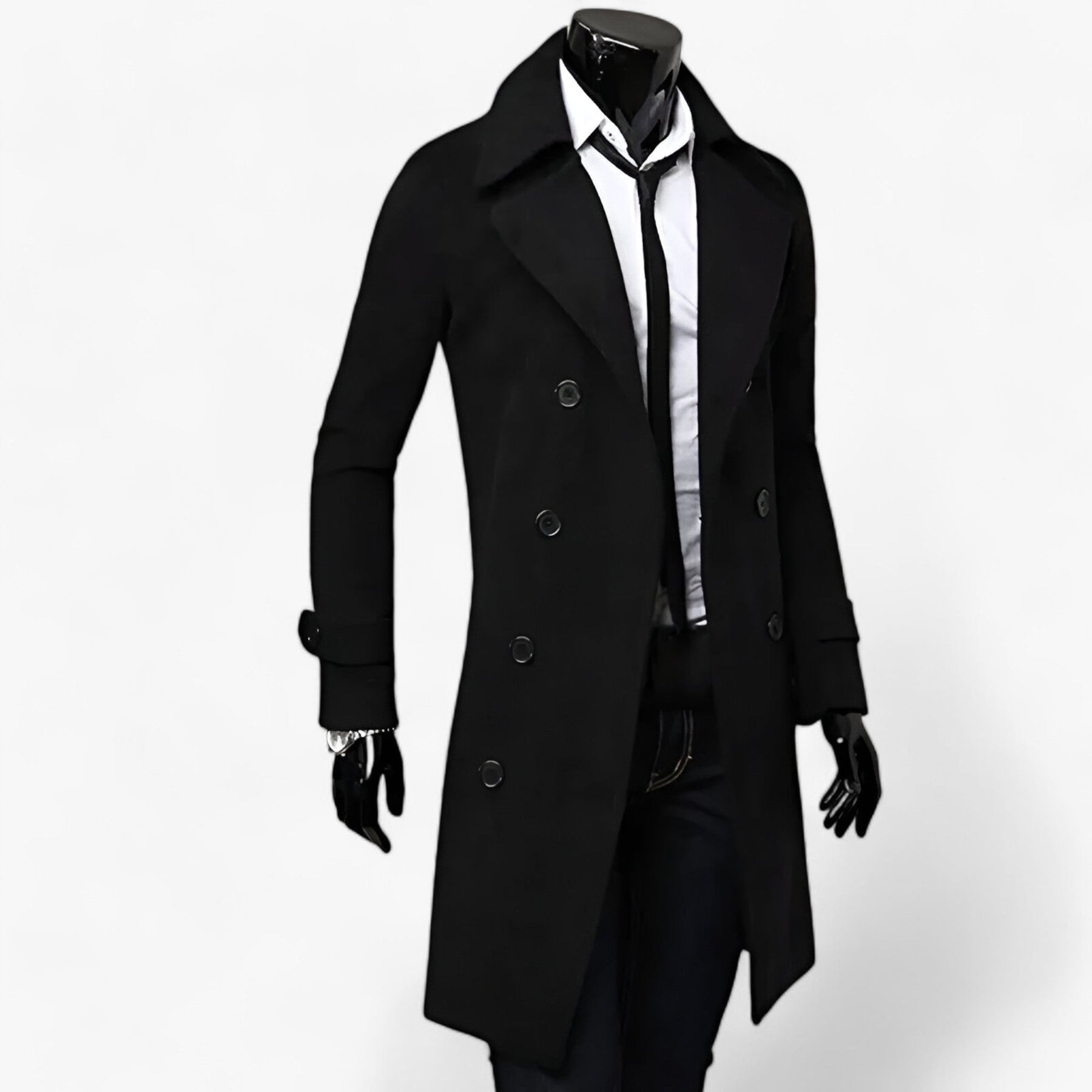 Trench Coat : Trenchcoat voor Heren - Thermoregulerende Elegantie Zwart in van Pantino