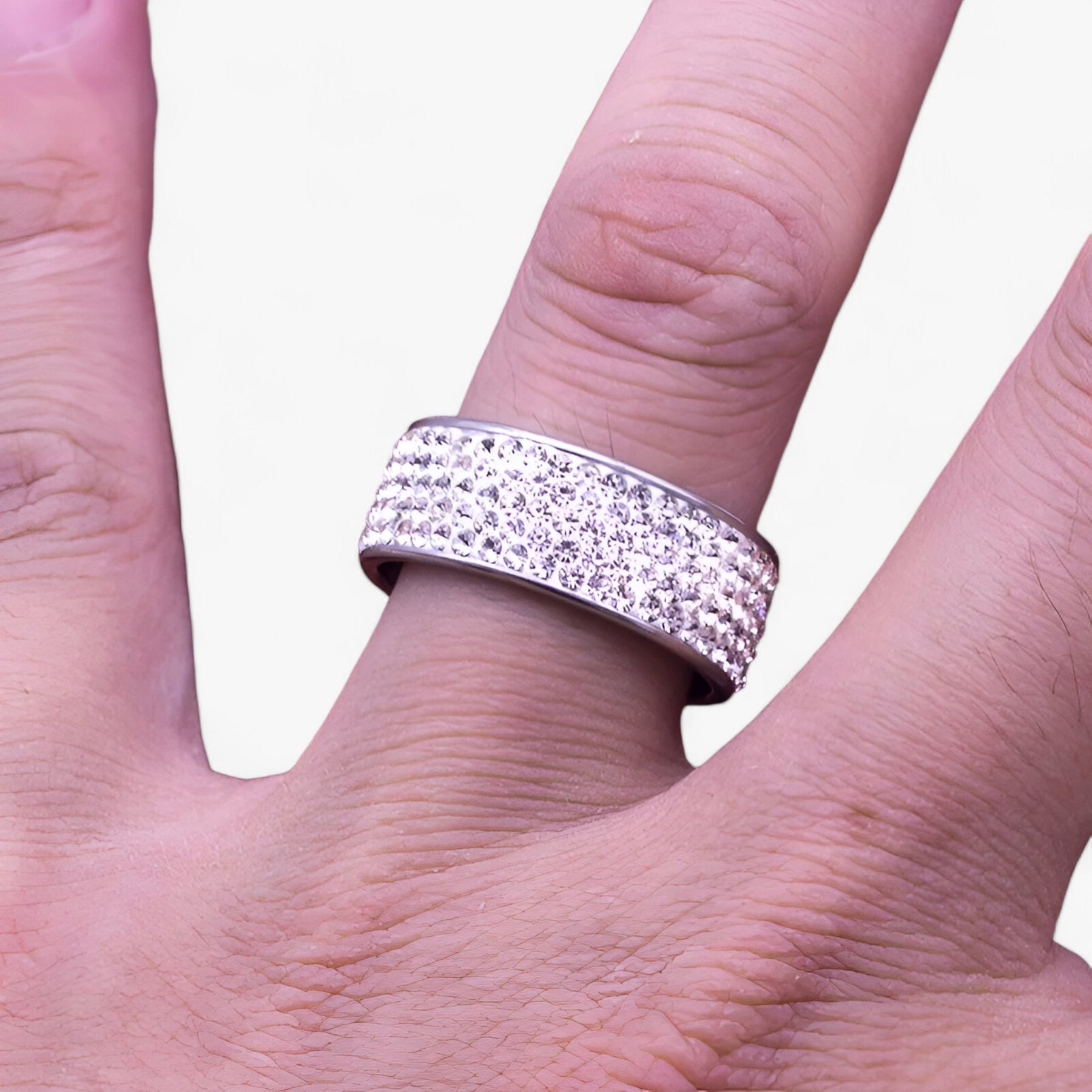Ring : Ring Dames Zilver - Kristallen Trouwring - Elegante Roestvrij Staal in van Pantino