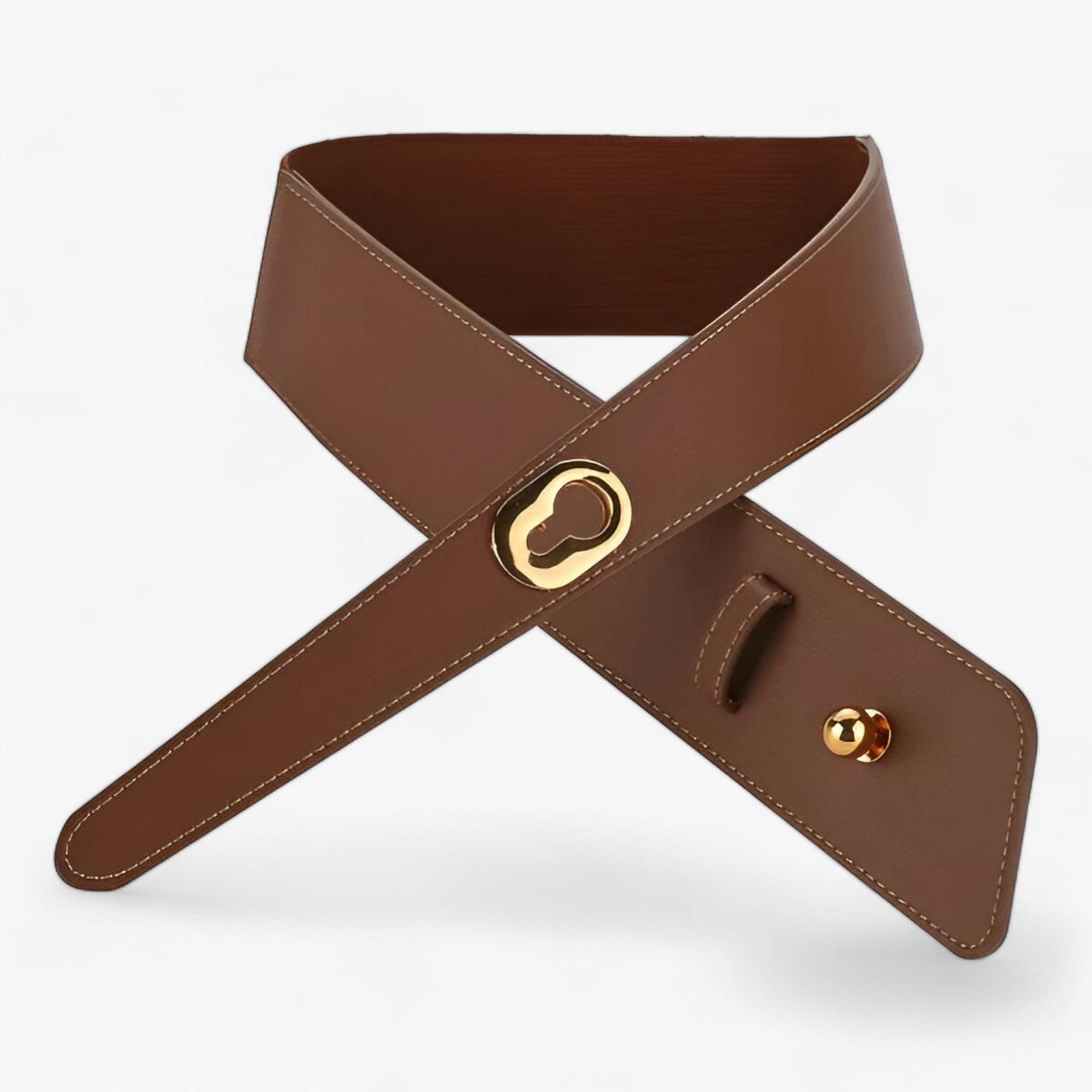 Belt : Riem Wit - Metalen Gesp Brede - Voegt Elegantie Toe aan Je Outfit in Gebrand oranje 100cm van Pantino