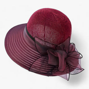 Sun Hat : Hoed Dames Khaki - Stijlvolle Dameshoed - Brede Rand voor Bescherming Tegen de Zon in Wijn rood van Pantino