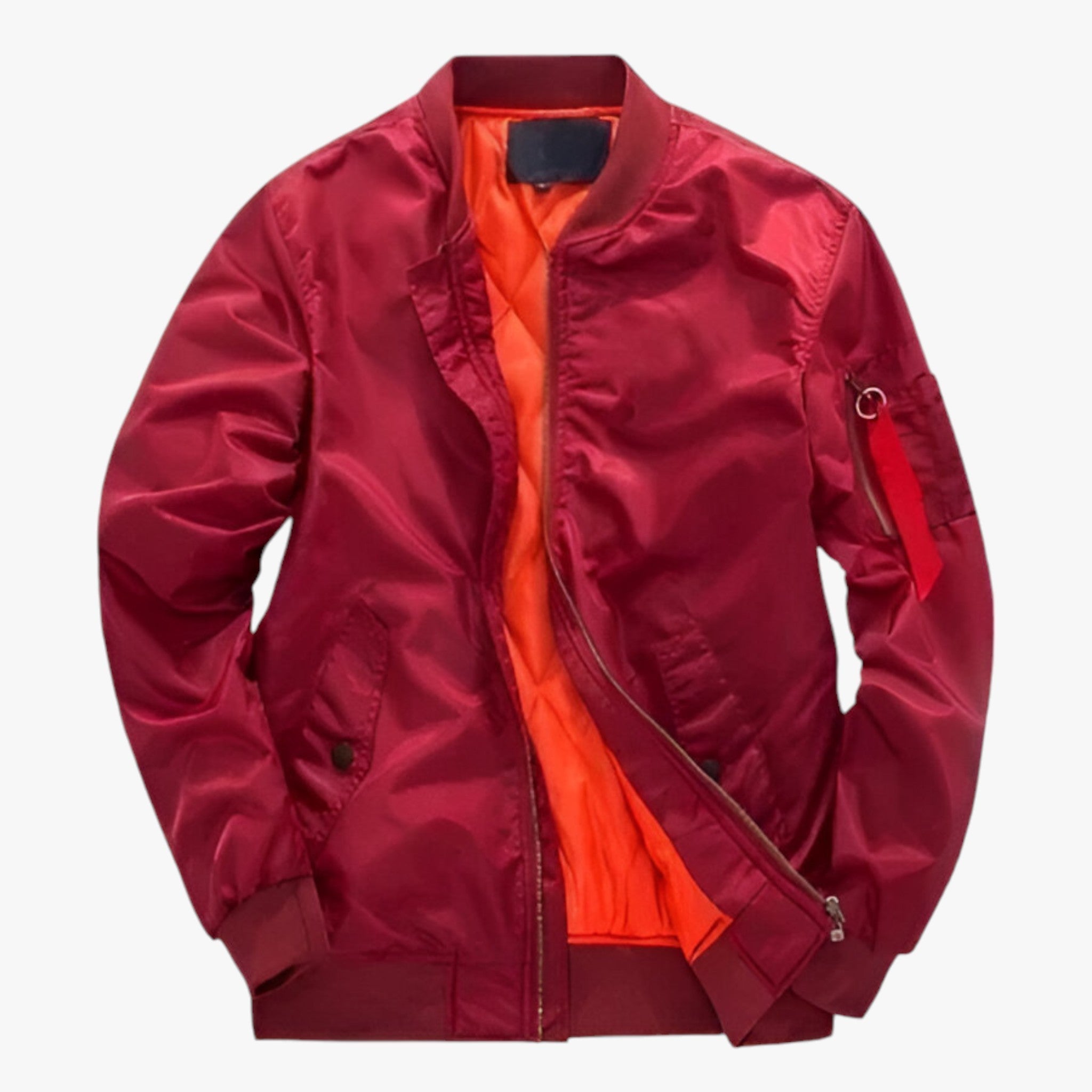 Bomber Jacket : Jack Donkergroen - Pilotenbomberjacke - Militairwarmte voor Herfst en Winter in Lichtrood van Pantino