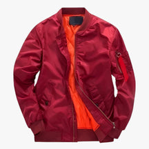 Bomber Jacket : Jack Donkergroen - Pilotenbomberjacke - Militairwarmte voor Herfst en Winter in Lichtrood van Pantino