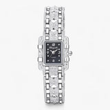 Montre-bracelet avec cadran rectangulaire et cristaux - Mode et élégance pour femmes - Noir