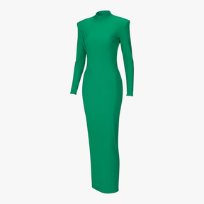 dress : Maxi Jurk Dames Groen - Elegante met Lange Mouwen in van Pantino