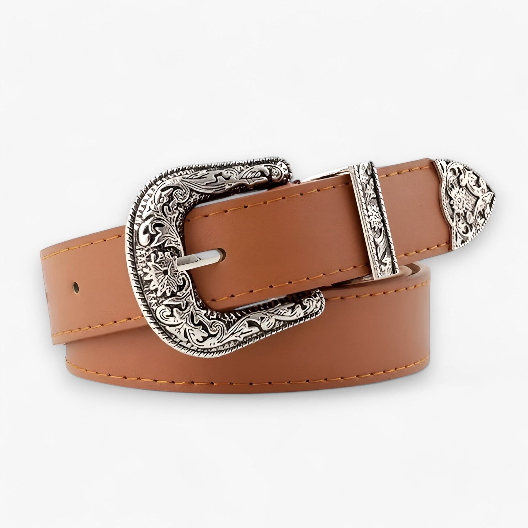 Belt : Leren Stilet Vintage-Stijl Zwart - Duurzame Dames Hakken in Koffie 2.8 cm van Pantino