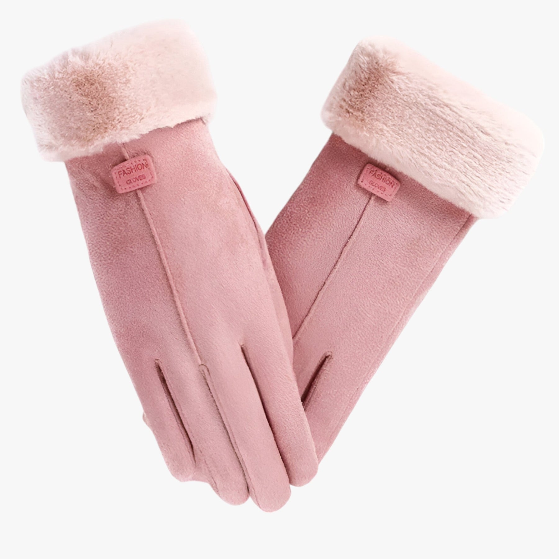 Gloves : Handschoenen Dames Grijs - FluffyWarm - Fashion in Roze Één maat van Pantino
