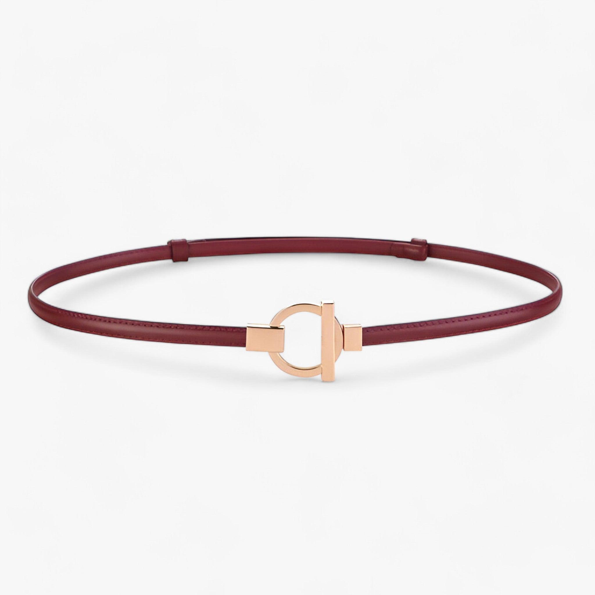 Belt : Elegante Riem Dames - Veilige Pasvorm met Gouden Gesp - Rood in Wijnrood 97cm van Pantino