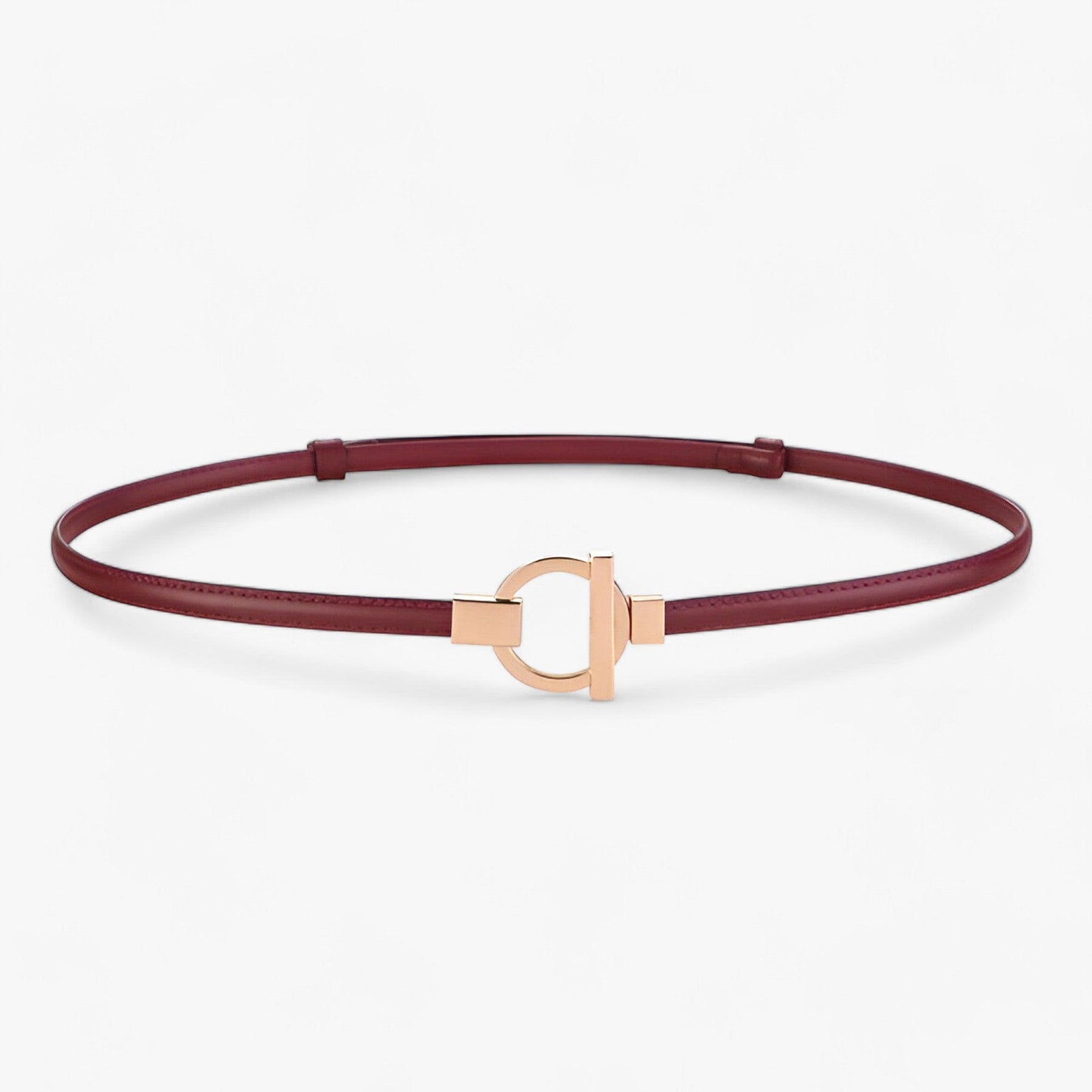 Belt : Elegante Riem Dames - Veilige Pasvorm met Gouden Gesp - Rood in Wijnrood 97cm van Pantino