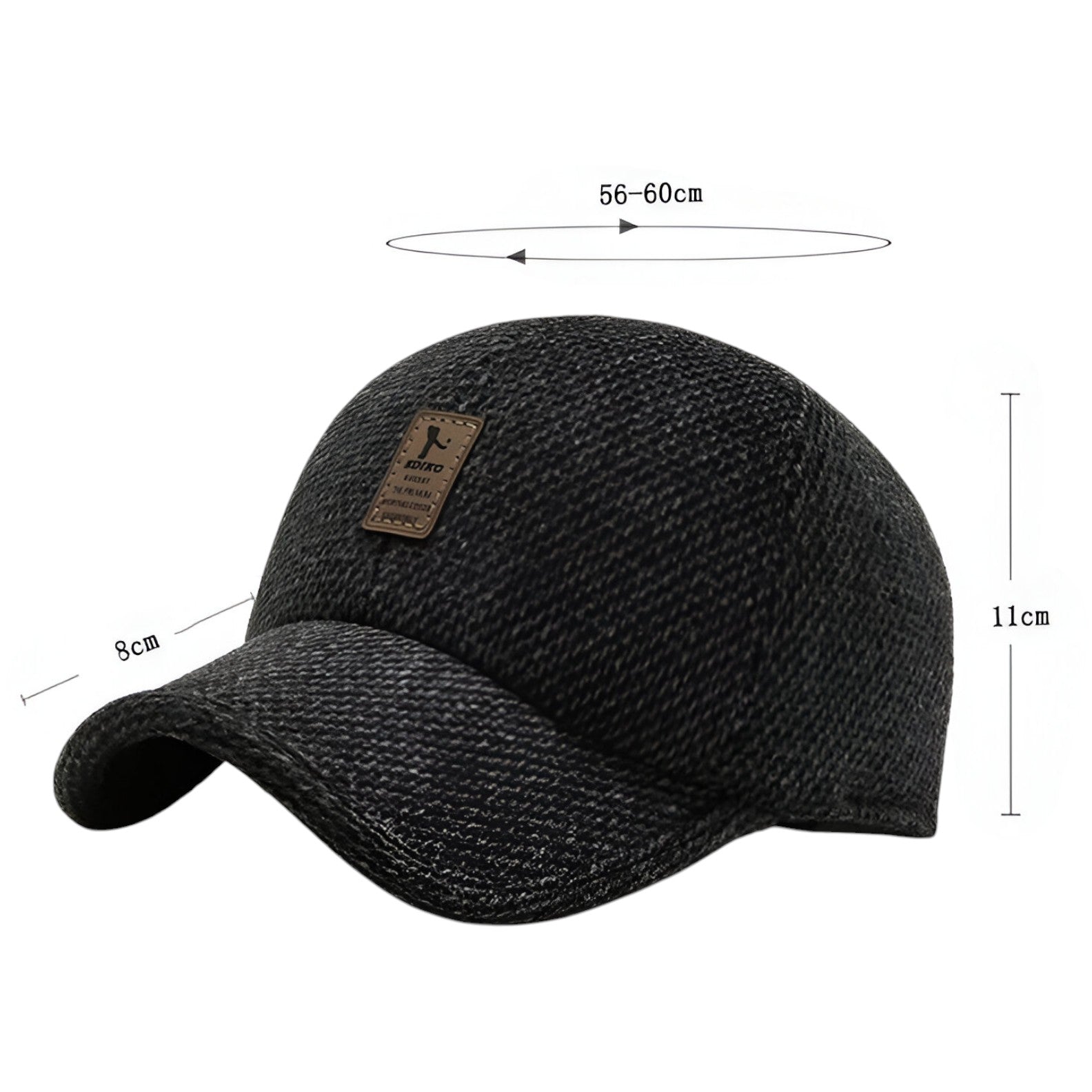 Baseball Cap : SnapHat - Gebreide Winter Baseballpet Donkergrijs in van Pantino