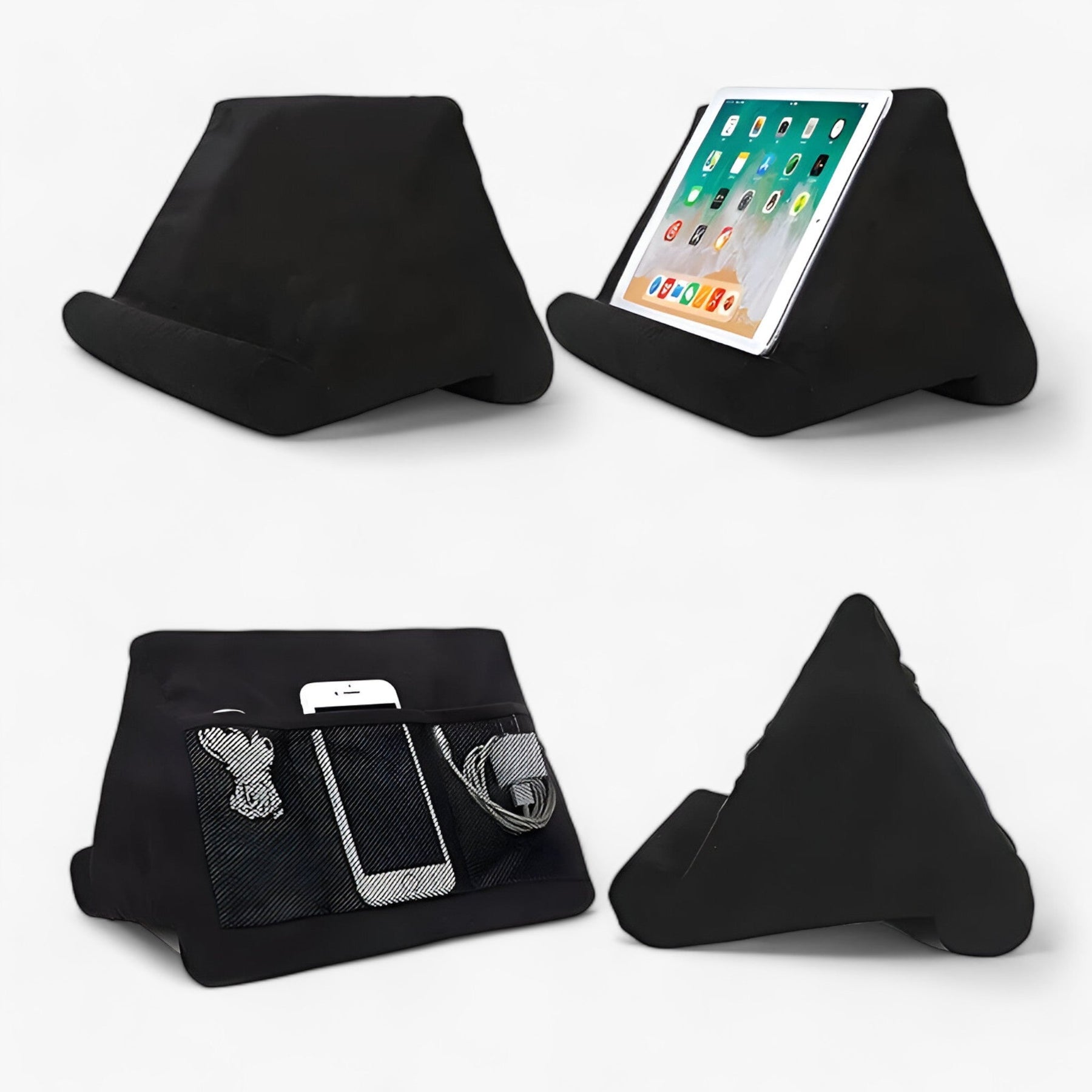 Tablet Holder Pillow : Tablethouder Kussen - Comfortabel voor Apparaten - Bed Gebruik in Zwart van Pantino