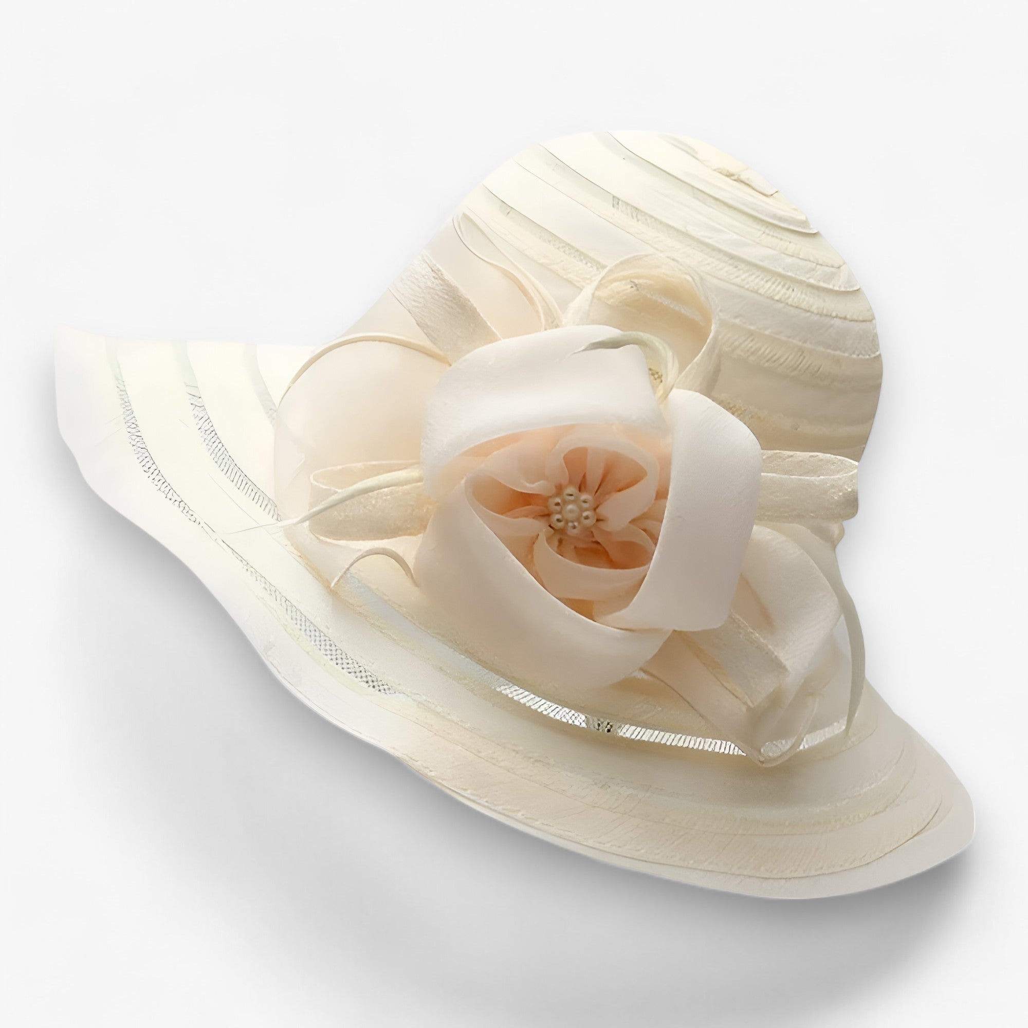 Sun Hat : Organza Zonnehoed voor Dames - Elegante Bescherming Tegen de Zon in Crème M56-58cm van Pantino
