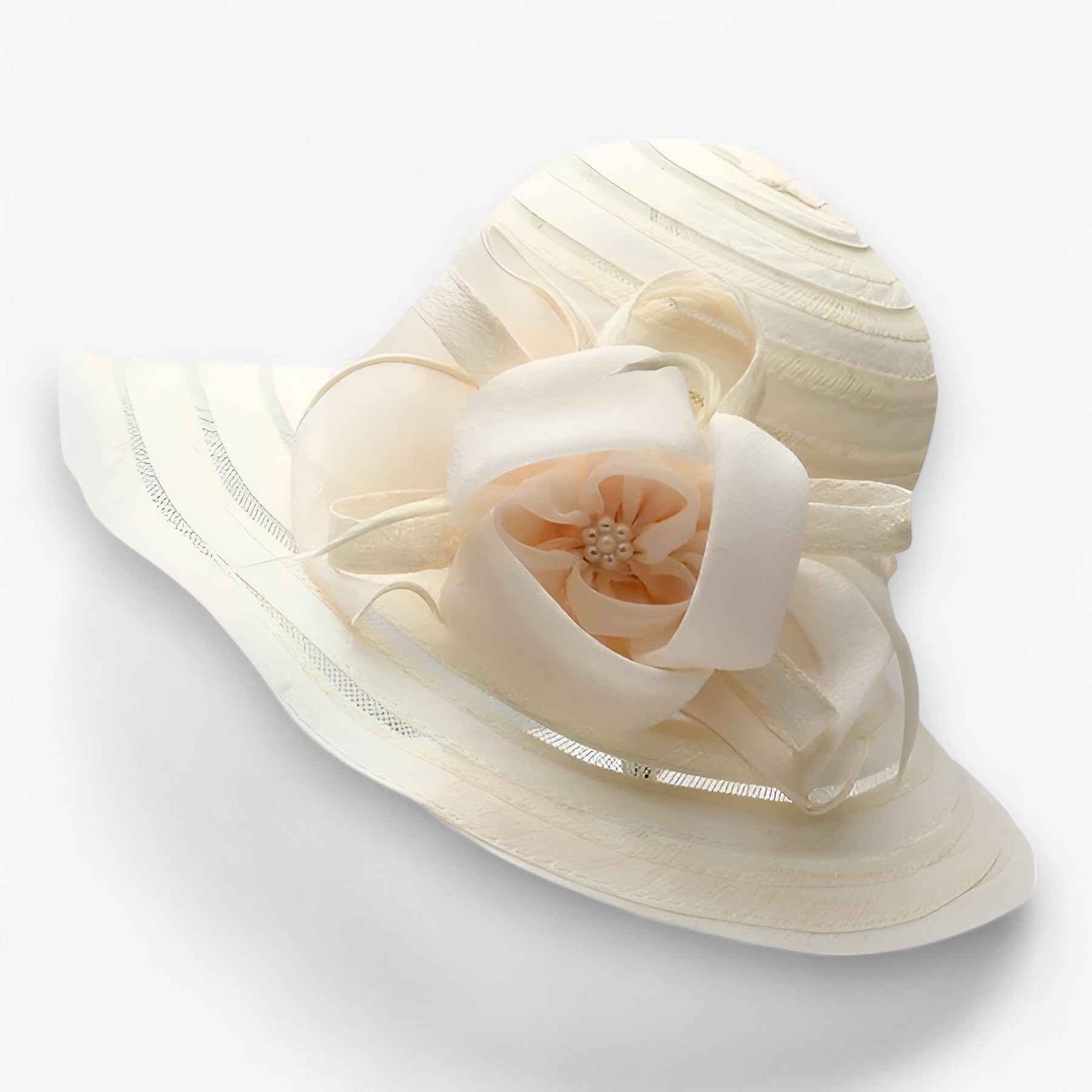Sun Hat : Organza Zonnehoed voor Dames - Elegante Bescherming Tegen de Zon in Crème M56-58cm van Pantino