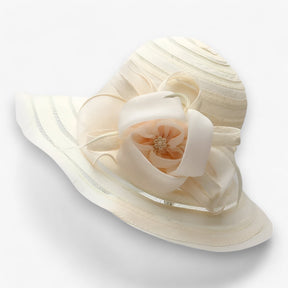 Sun Hat : Organza Zonnehoed voor Dames - Elegante Bescherming Tegen de Zon in Crème M56-58cm van Pantino
