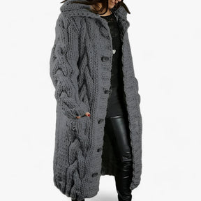 Cardigan : Oversized Cardigan - Moeiteloze Seizoensstijl - Geel in Donkergrijs van Pantino