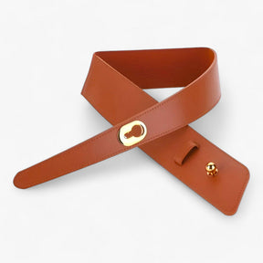 Belt : Riem Wit - Metalen Gesp Brede - Voegt Elegantie Toe aan Je Outfit in Bruin 100cm van Pantino