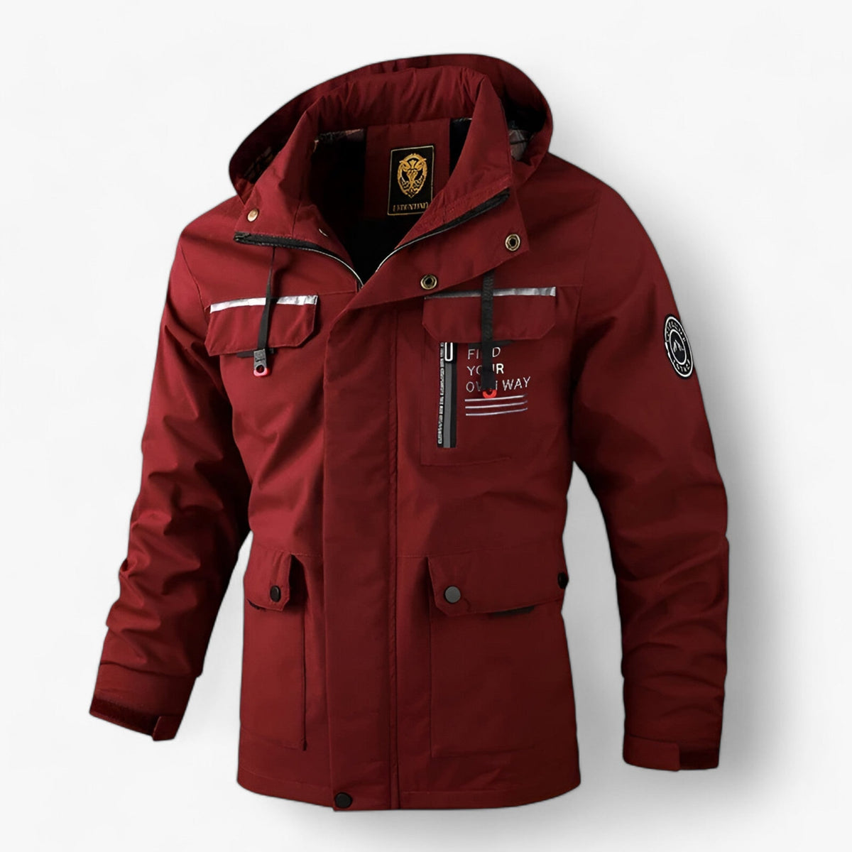 outdoor equipment : Heren Windjack - Waterdichte Winterbescherming - Wit in Rood van Pantino