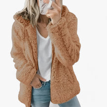 Jacket : Dames Wollen Jas Lichtgrijs met Fleece Voering - Warme Winterjas in Donkerbruin van Pantino