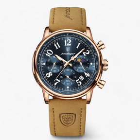 watches : Horloge Roségoud Bruin - Luxe Militair Sporthorloge - Waterdicht & Lichtgevend in Roségoud Blauw van Pantino