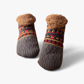 Socks : Sokken Marineblauw-Jacquard - Flauschige Thermosokken - Gezellige Warmte en Antislip (1 Paar + 1 Paar Gratis) in Donkergrijs-Jacquard van Pantino