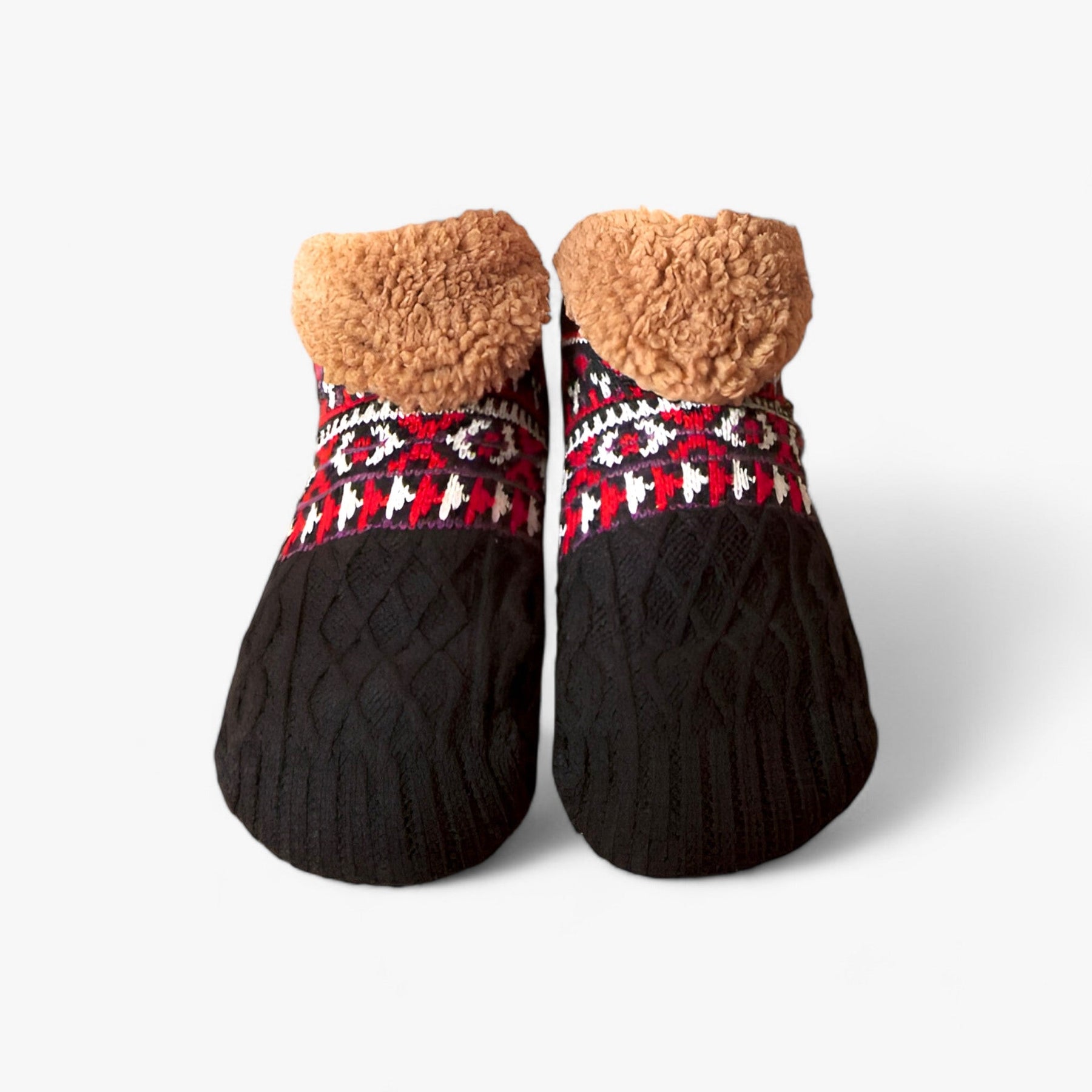 Socks : Sokken Marineblauw-Jacquard - Flauschige Thermosokken - Gezellige Warmte en Antislip (1 Paar + 1 Paar Gratis) in Zwart-Jacquard van Pantino