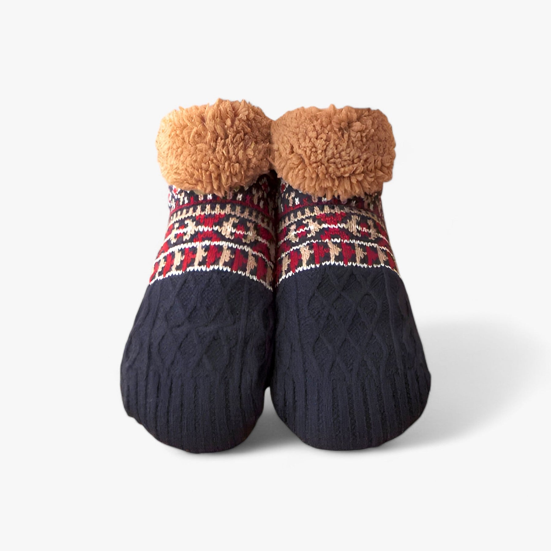 Socks : Sokken Marineblauw-Jacquard - Flauschige Thermosokken - Gezellige Warmte en Antislip (1 Paar + 1 Paar Gratis) in Marineblauw-Jacquard van Pantino