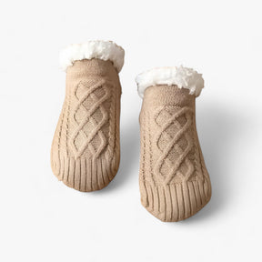 Socks : Sokken Marineblauw-Jacquard - Flauschige Thermosokken - Gezellige Warmte en Antislip (1 Paar + 1 Paar Gratis) in B Lichtbruin van Pantino